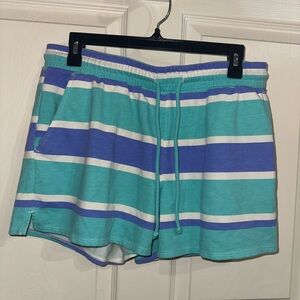 Wildfox blue purple striped loungewear drawstring shorts M casual